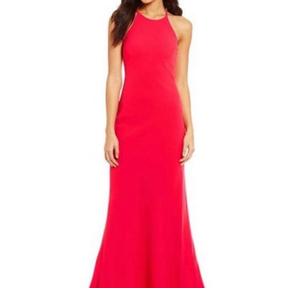 Calvin Klein Red halter gown